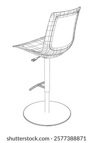 Office chair editable vector illustration on white background. Chair Line art, clip art. Hand-drawn design elements. Vector Illustration 