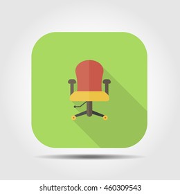 office chair flat icon with long shadow, vector illustration