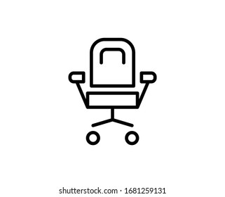 Office chair flat icon. Thin line signs for design logo, visit card, etc. Single high-quality outline symbol for web design or mobile app. Office chair outline pictogram.