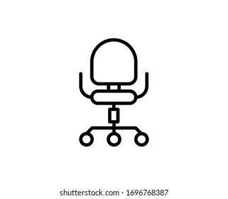 Office chair flat icon. Thin line signs for design logo, visit card, etc. Single high-quality outline symbol for web design or mobile app. Office chair outline pictogram.