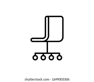 Icono plano de silla de oficina. Señales de línea delgada para el logotipo de diseño, tarjeta de visita, etc. Símbolo único de esquema de alta calidad para diseño web o aplicación móvil. Pictograma de esquema de silla de oficina.