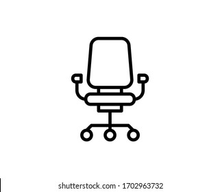 Office chair flat icon. Thin line signs for design logo, visit card, etc. Single high-quality outline symbol for web design or mobile app. Office chair outline pictogram.