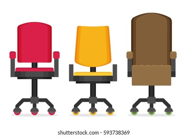  Office chair flat vector set