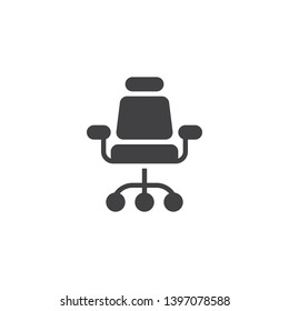 Office chair front view vector icon. filled flat sign for mobile concept and web design. Computer armchair glyph icon. Symbol, logo illustration. Pixel perfect vector graphics