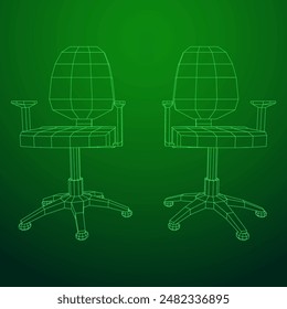 Office chair. Furniture for office Interior. Wireframe low poly mesh vector illustration.