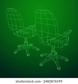 Office chair. Furniture for office Interior. Wireframe low poly mesh vector illustration.