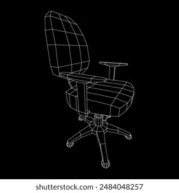 Office chair. Furniture for office Interior. Wireframe low poly mesh vector illustration.