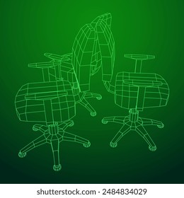 Office chair. Furniture for office Interior. Wireframe low poly mesh vector illustration.