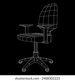 Office chair. Furniture for office Interior. Wireframe low poly mesh vector illustration.