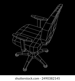 Office chair. Furniture for office Interior. Wireframe low poly mesh vector illustration.