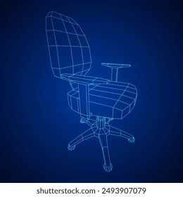 Office chair. Furniture for office Interior. Wireframe low poly mesh vector illustration.