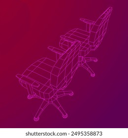 Office chair. Furniture for office Interior. Wireframe low poly mesh vector illustration.