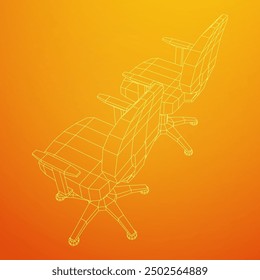 Office chair. Furniture for office Interior. Wireframe low poly mesh vector illustration.