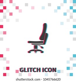 Office chair  glitch effect vector icon.