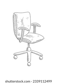 Office Chair Handdrawn Line Art Vector