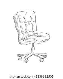 Office Chair Handdrawn Line Art Vector