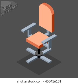 Office Chair Icon. 3D Isometric Low Poly Flat Design. Vector illustration.