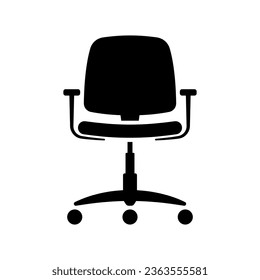 Office chair icon. Black silhouette. Front view. Vector simple flat graphic illustration. Isolated object on a white background. Isolate.