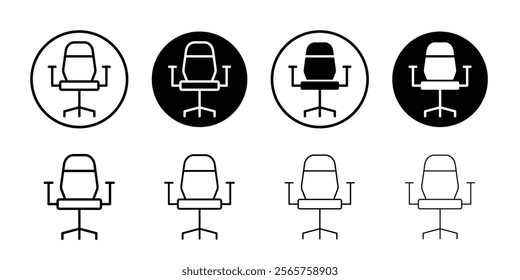 Office chair icon Black and white outline vector
