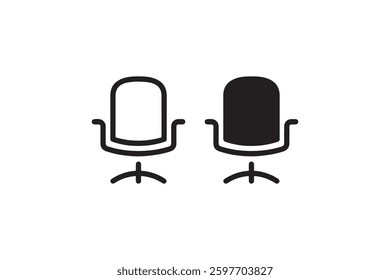 Office chair icon in black and white Vector
