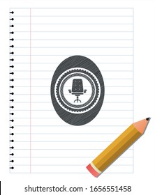 office chair icon draw with pencil effect. Vector Illustration. Detailed.