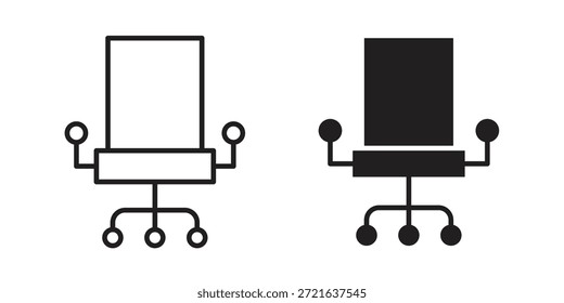 Icono de silla de oficina en línea delgada, estilo de trazo para Sitio web y App