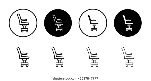 Office chair icon Flat simple outline set