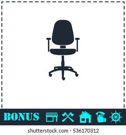 Office chair icon flat. Simple vector symbol and bonus icon