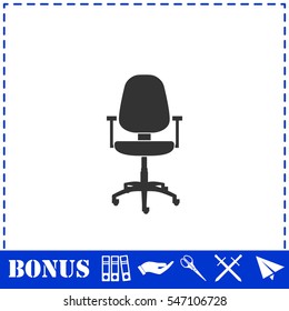 Office chair icon flat. Simple vector symbol and bonus icon