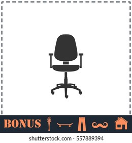 Office chair icon flat. Simple vector symbol and bonus icon