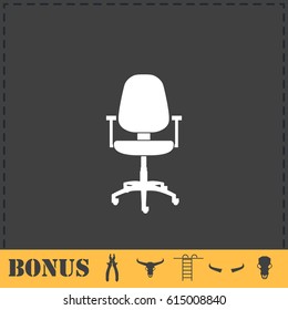 Office chair icon flat. Simple vector symbol and bonus icon