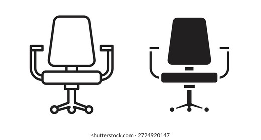 Office chair icon flat and stroke collection for ui ux work.