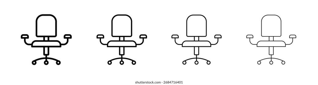 Office chair icon Flat thin line vector illustration art outline set