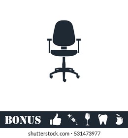 Office chair icon flat. Vector illustration symbol and bonus pictogram