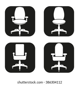Office chair icon in four variations
