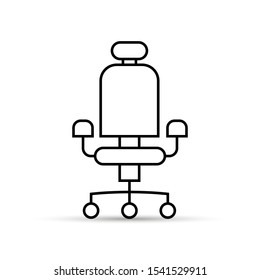 Office chair icon with headrest, version in contour lines, flat design. Logo for design and decoration 