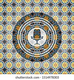 office chair icon inside arabesque badge. arabic decoration.