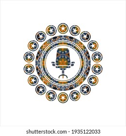 icono de silla de oficina dentro del fondo de la placa árabe. Decoración árabe. 