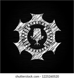 office chair icon inside chalk emblem