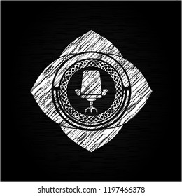 office chair icon inside chalkboard emblem