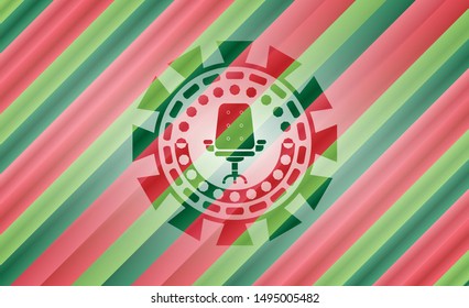 office chair icon inside christmas badge background.