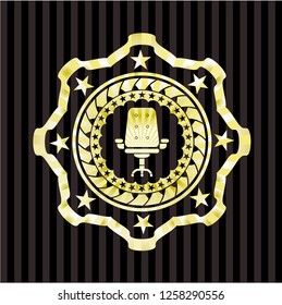 office chair icon inside gold shiny emblem