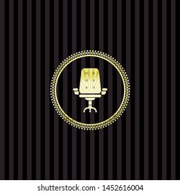 office chair icon inside golden emblem