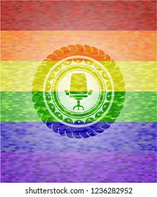 office chair icon inside lgbt colors emblem 