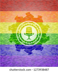office chair icon inside lgbt colors emblem 