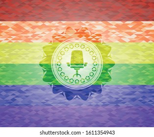 office chair icon inside lgbt colors emblem 