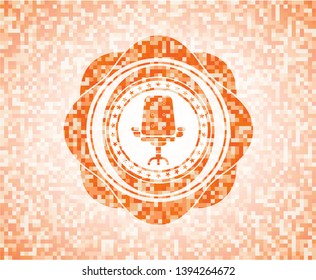 office chair icon inside orange mosaic emblem
