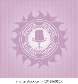 office chair icon inside pink icon or emblem