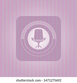 office chair icon inside pink icon or emblem
