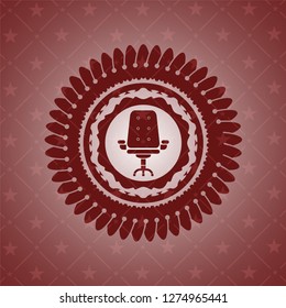 office chair icon inside red icon or emblem